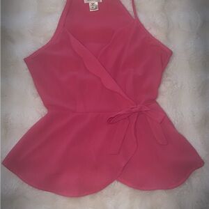 Pink Sleeveless Wrap Top